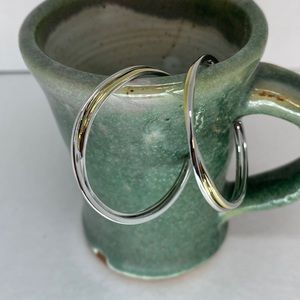 1” silver and gold twisted earrings